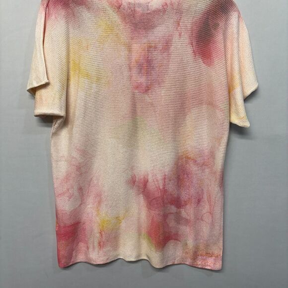 NWT Bianco & Blue Short Sleeve Knit Top Sweater Size Large Acrylic Italy C065 -8 - Picture 15 of 16